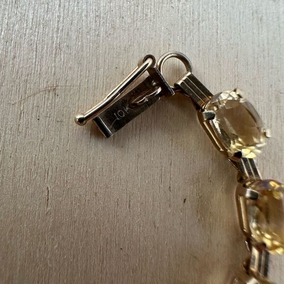 Vintage Elegant 10k Gold Citrine Tennis Bracelet - Picture 6 of 11